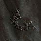 Unique silver stud earrings with multi-tourmaline and dual chain design