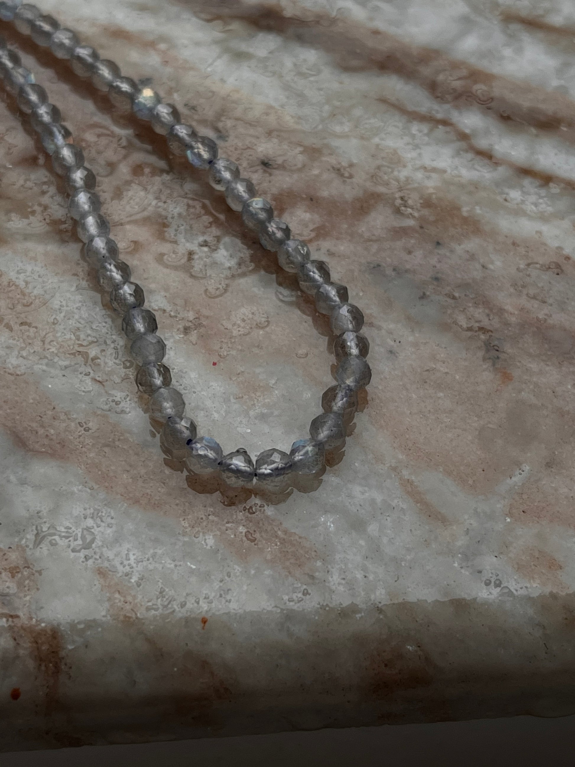 925 sterling silver bracelet with round faceted labradorite crystals  