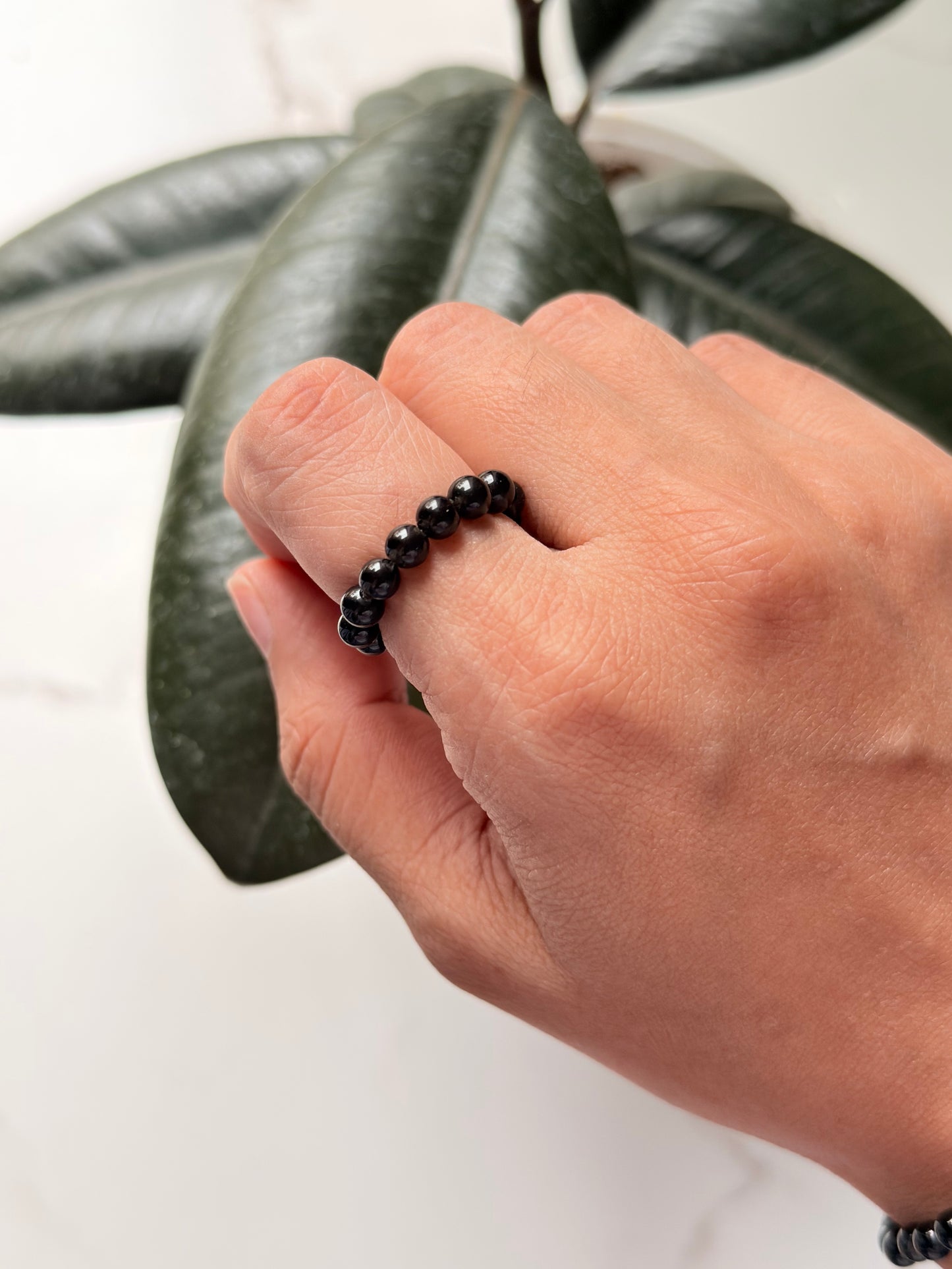 Natural Crystal Black Obsidian 4mm Stretchy Rings
