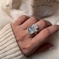 Aquamarine and blue topaz 1-stone cluster ring in 925 silver