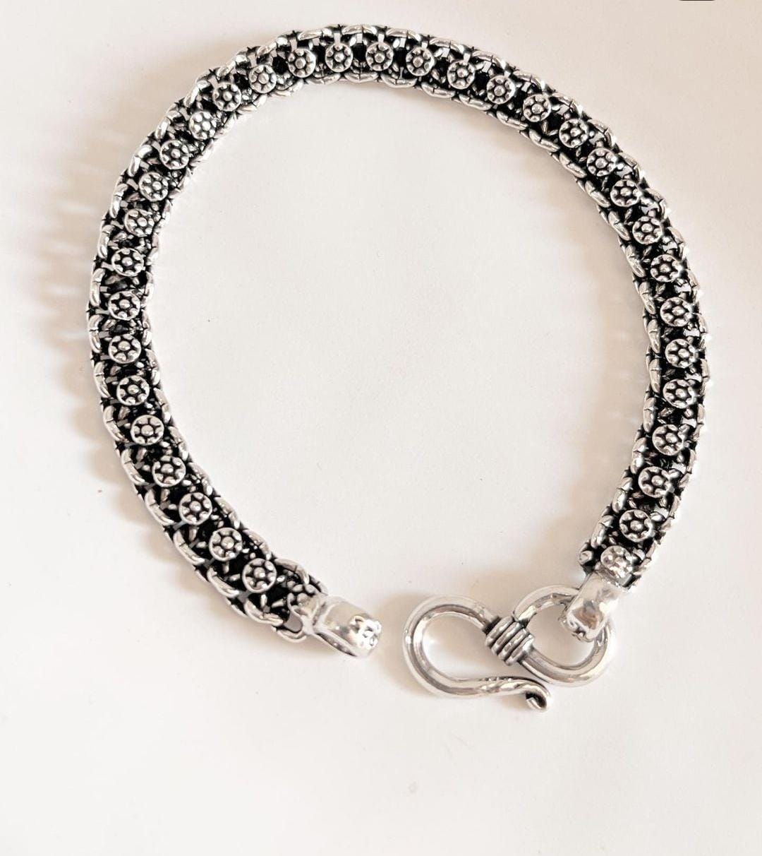 Antique Single Line Pure Silver Bracelet
