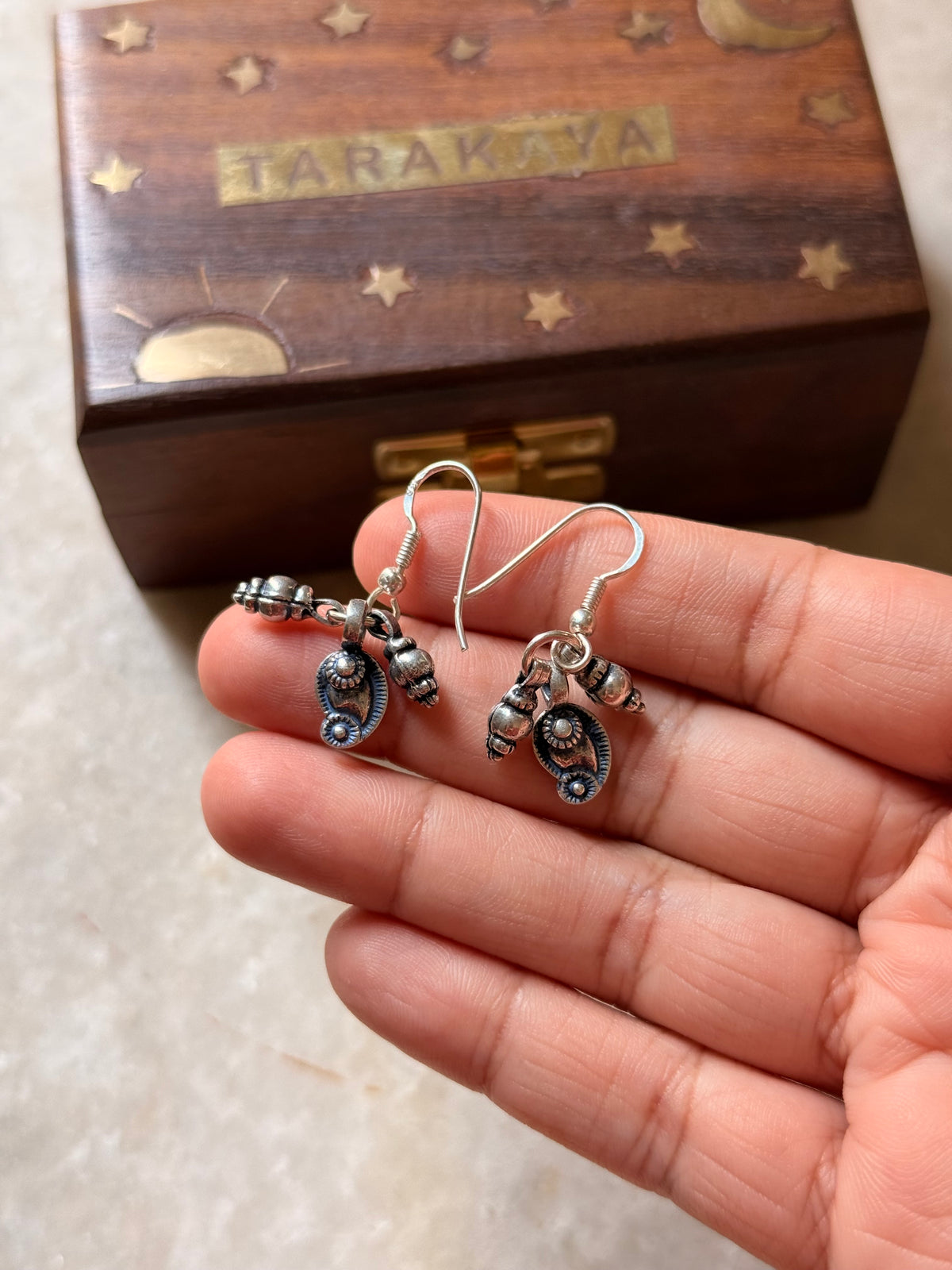 925 Sterling Silver Handcrafted Tribal Rawa Paisley Mandali Earrings