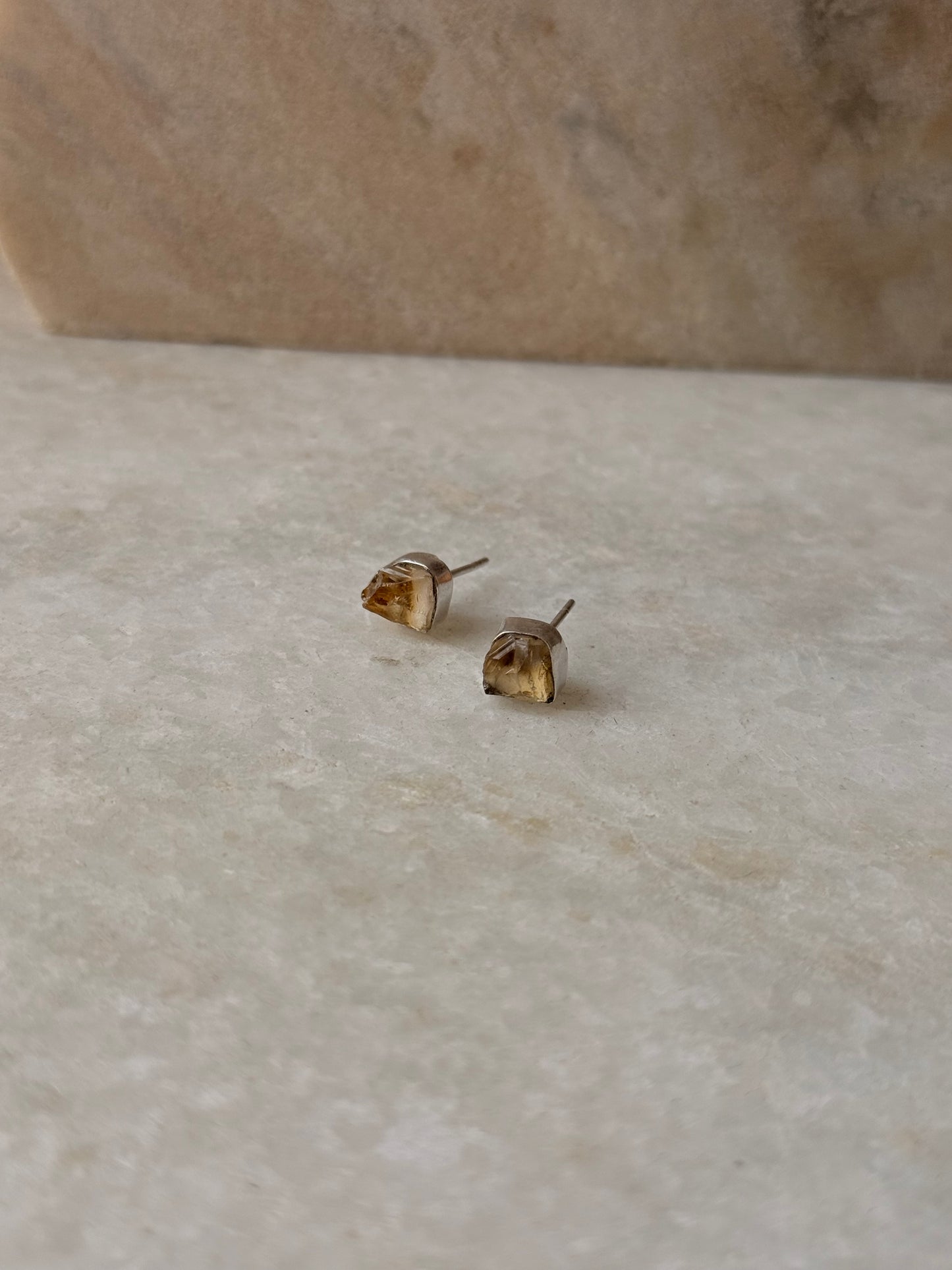 925 Sterling Silver Citrine Raw Uncut studs Earrings
