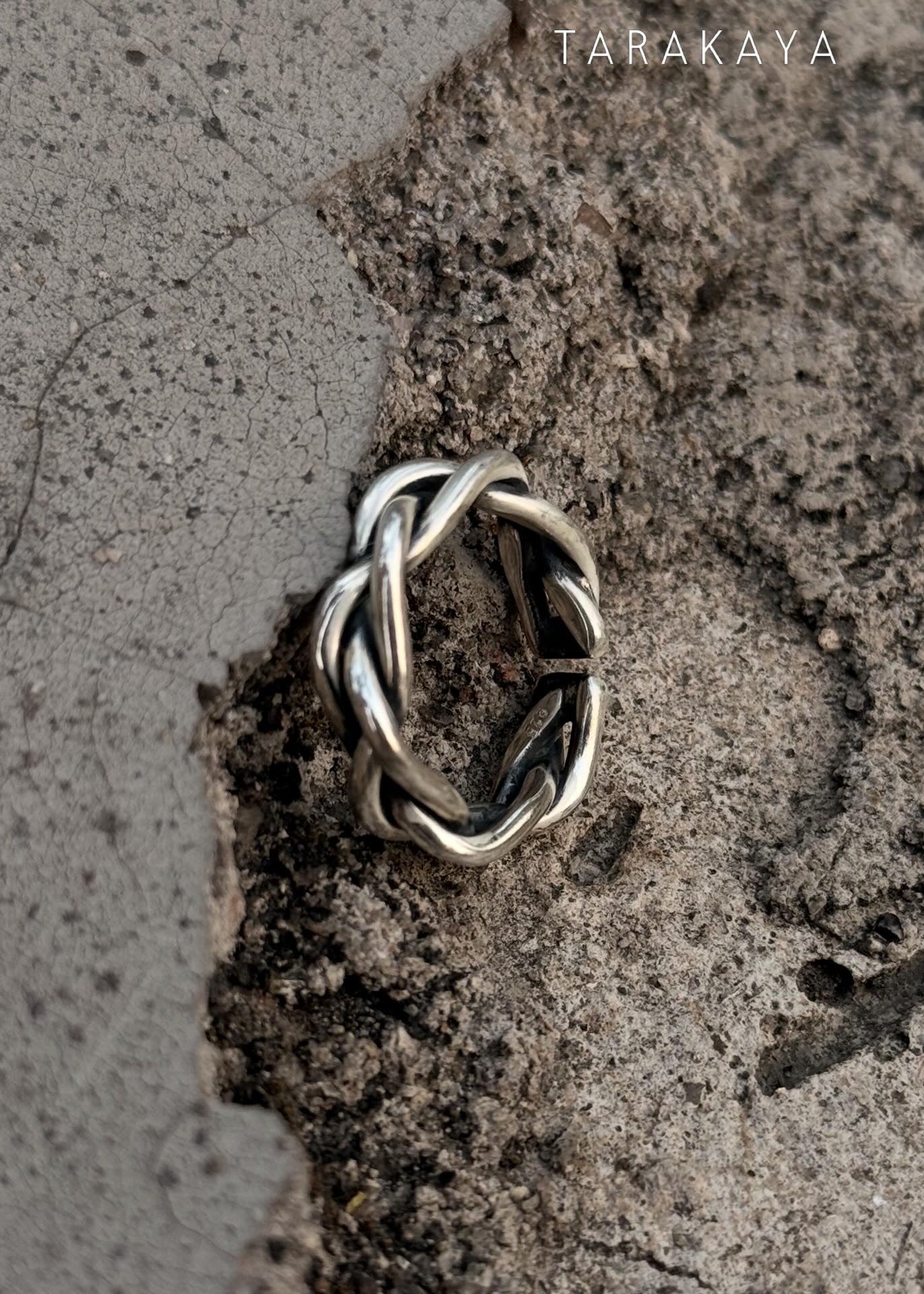 Chunky Twist Braided Adjustable Handcrafted 925 Sterling Silver Unisex Ring