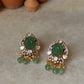 925 Sterling Silver Gold Plated Green Onyx Studs Earrings