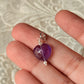 925 Sterling Silver Amethyst Heart with Pearl Crystal Charm