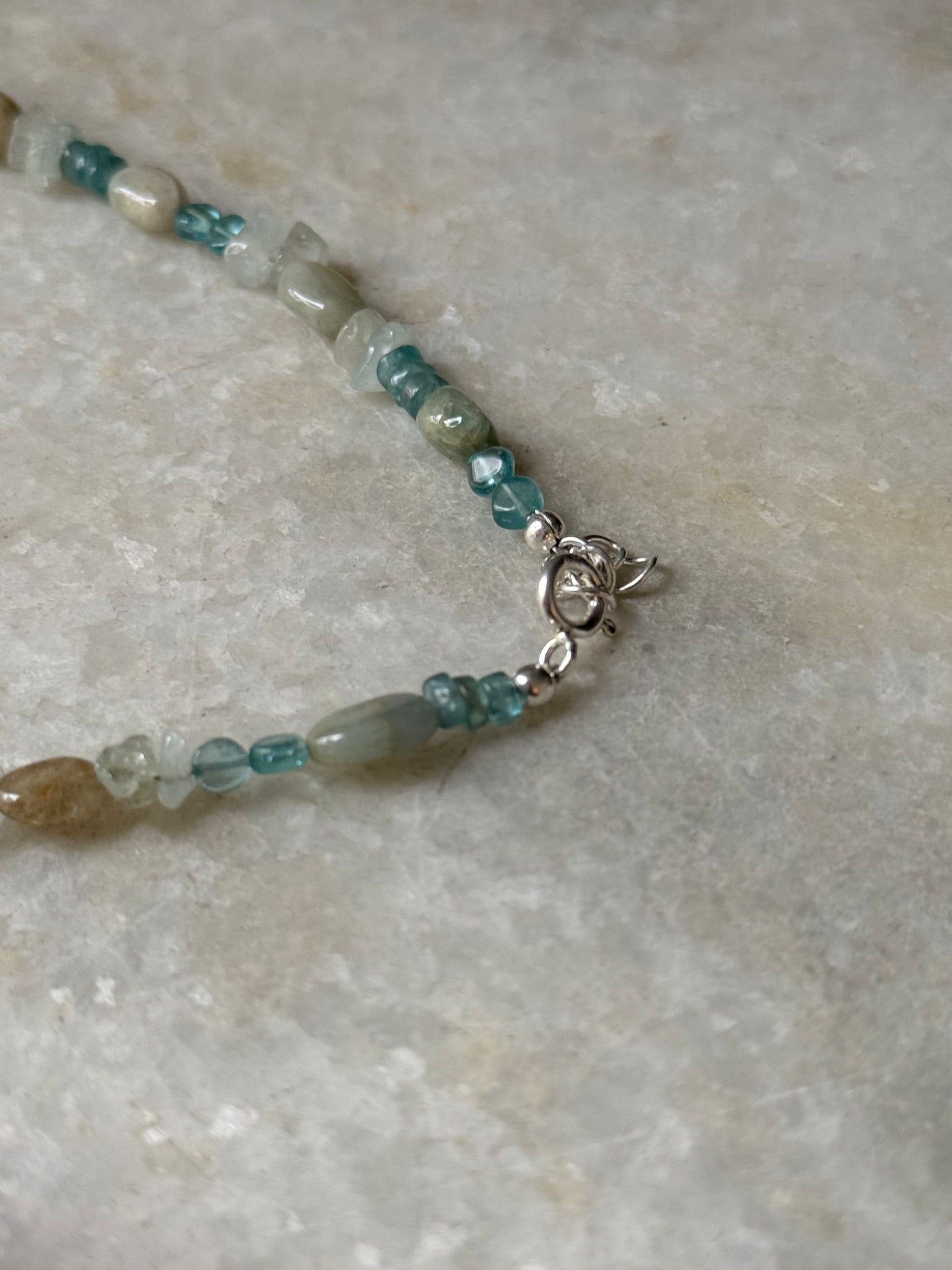 Apatite & Aquamarine 925 Sterling Silver Necklace