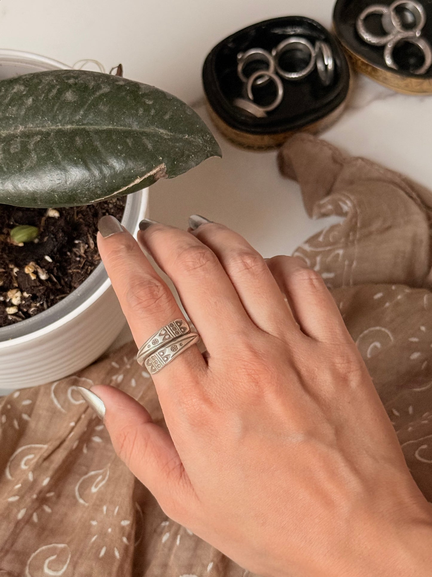 925 Sterling Silver Bohemian Hill Tribe Handcrafted Spirit Trail Adjustable Ring