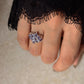 925 Sterling Silver Natural Tanzanite Faceted Flower Vintage Style Band Statement Ring