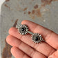 925 Sterling Silver Black Onyx Sun Statement Studs Earrings