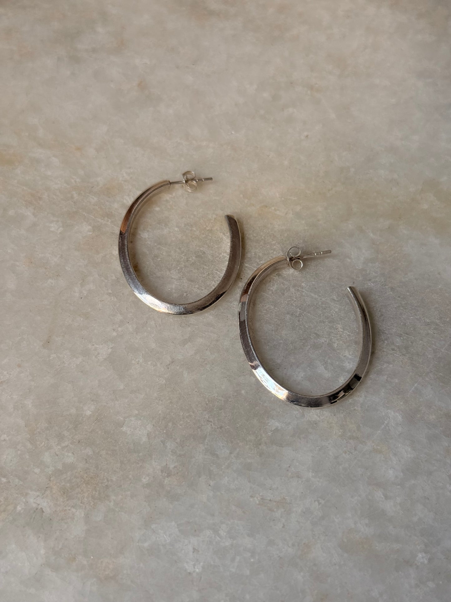 925 Sterling Silver Chunky Italian U Statement Half Hoops