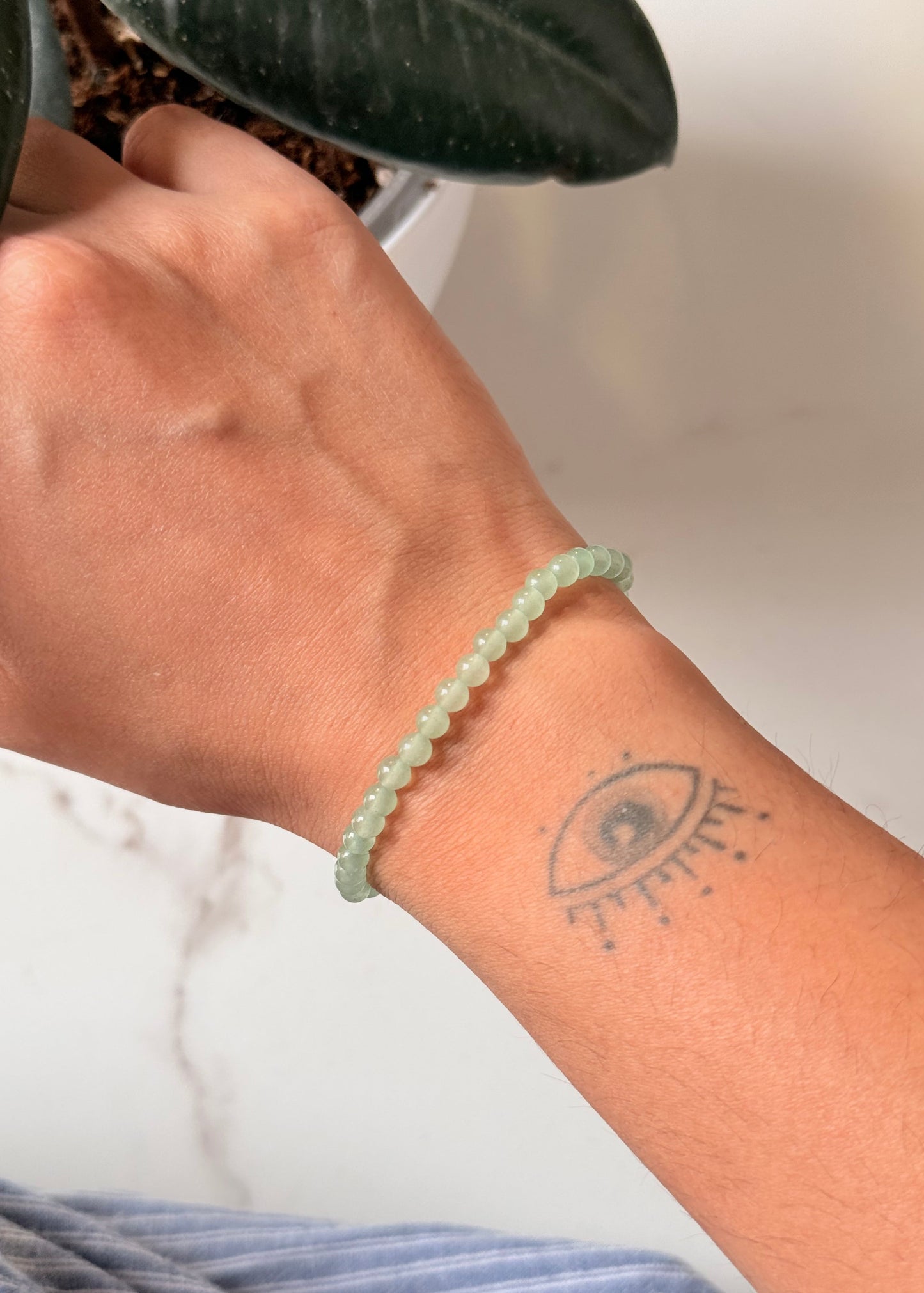 Green Aventurine Plain Round 4MM Crystal Bracelet