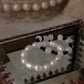 Natural Crystal Stretchy Fresh Water Pearl & Black Spinel Moonstone Rings