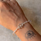 925 Sterling Silver Clear Quartz 4mm Silver Star Charm and Silver Disco Beads Bracelet - Beaded in Pure Silver 925 Wire
