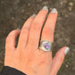 925 Sterling Silver Amethyst Textured Rustic Statement Handcrafted Ring