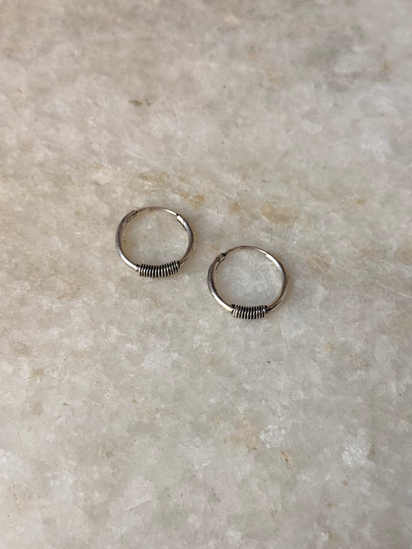 925 Sterling Silver Oxidised Wire Wrap Hoops