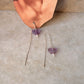 925 Sterling Silver Amethyst Butterfly & Pearl Threader Earrings