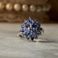 925 Sterling Silver Natural Tanzanite Faceted Big Flower Statement Ring