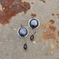 925 Sterling Silver Round Kyanite & Iolite Drop Gothic Rustic Handcrafted Hook Earrings