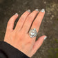 925 Sterling Silver Clear Quartz Blue Topaz Vintage Style Statement Ring