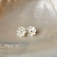 925 Sterling Silver Mother of Pearl Flower Carved - 2mm Tiny Studs- 2 in 1