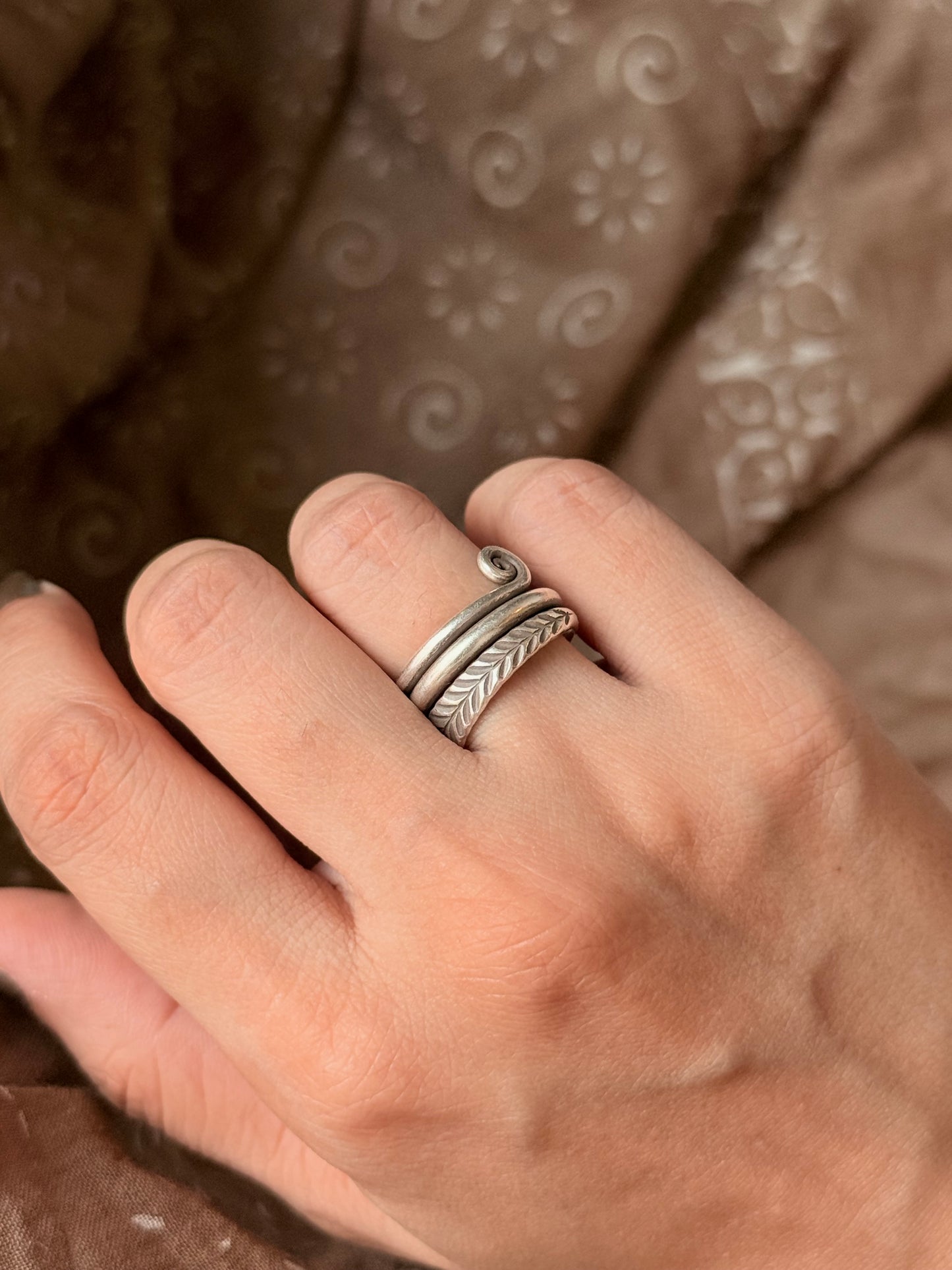 925 Sterling Silver Bohemian Hill Tribe Spiral Handcrafted Adjustable Ring