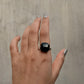 925 Sterling Silver Black Onyx Square Prong Setting Contemporary Style Ring