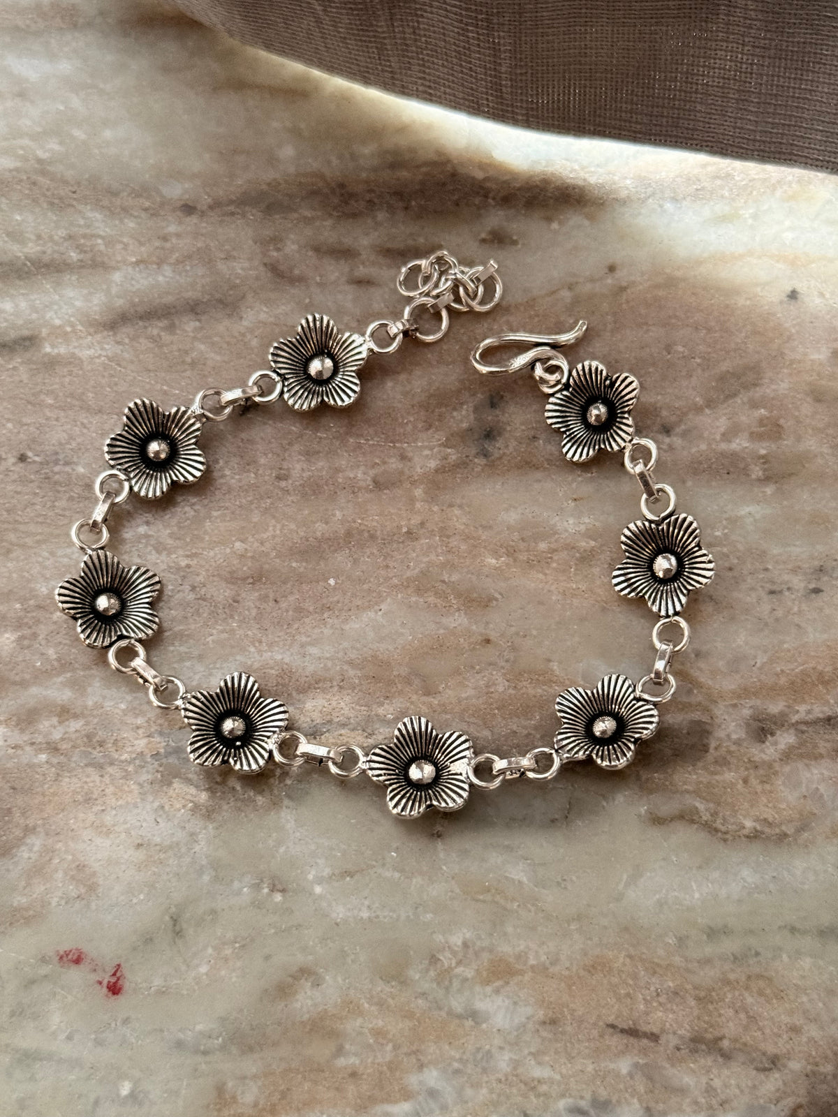 925 Sterling Silver Big Flower Bracelet