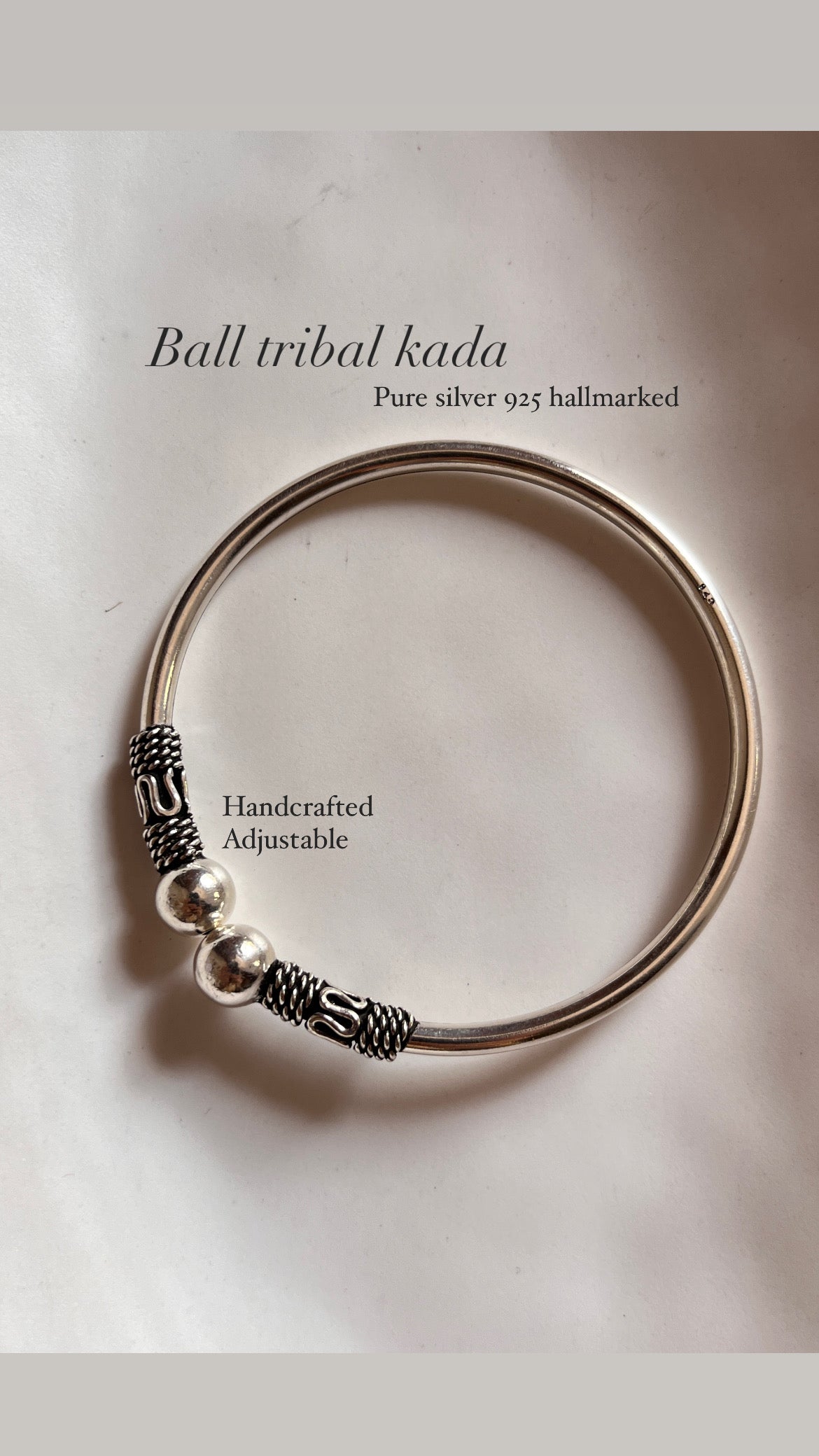 Adjustable Silver Kada with Antique Finish