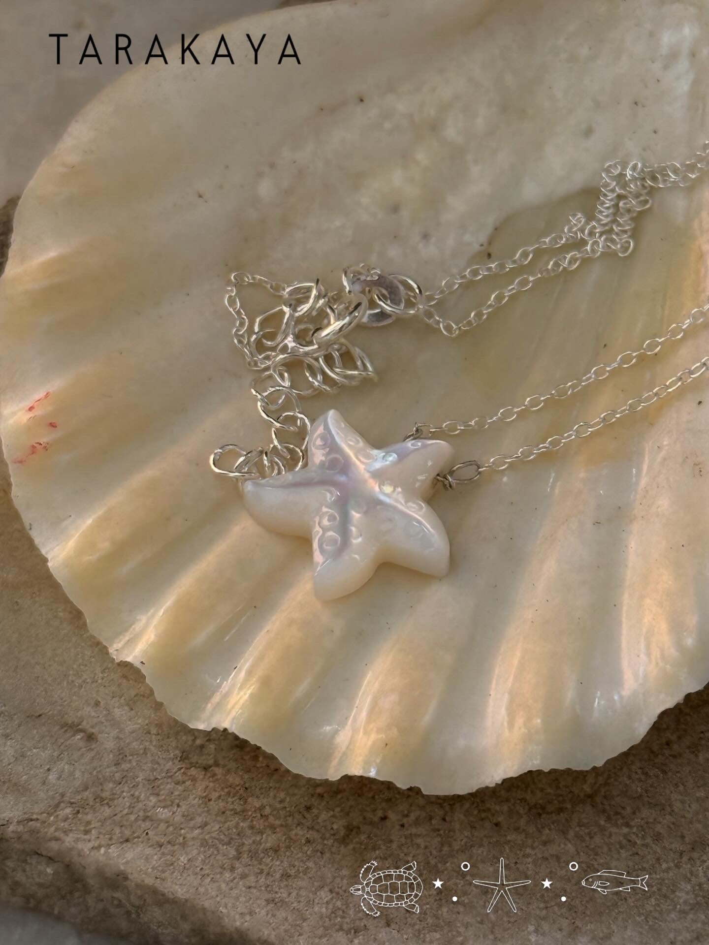 925 Sterling Silver Mother of Pearl Starfish Handcrafted Necklace