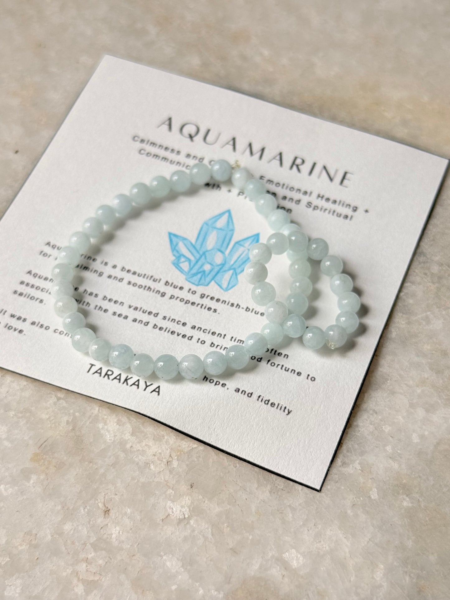 Natural Crystal Aquamarine 4mm Stretchy Rings & Bracelet