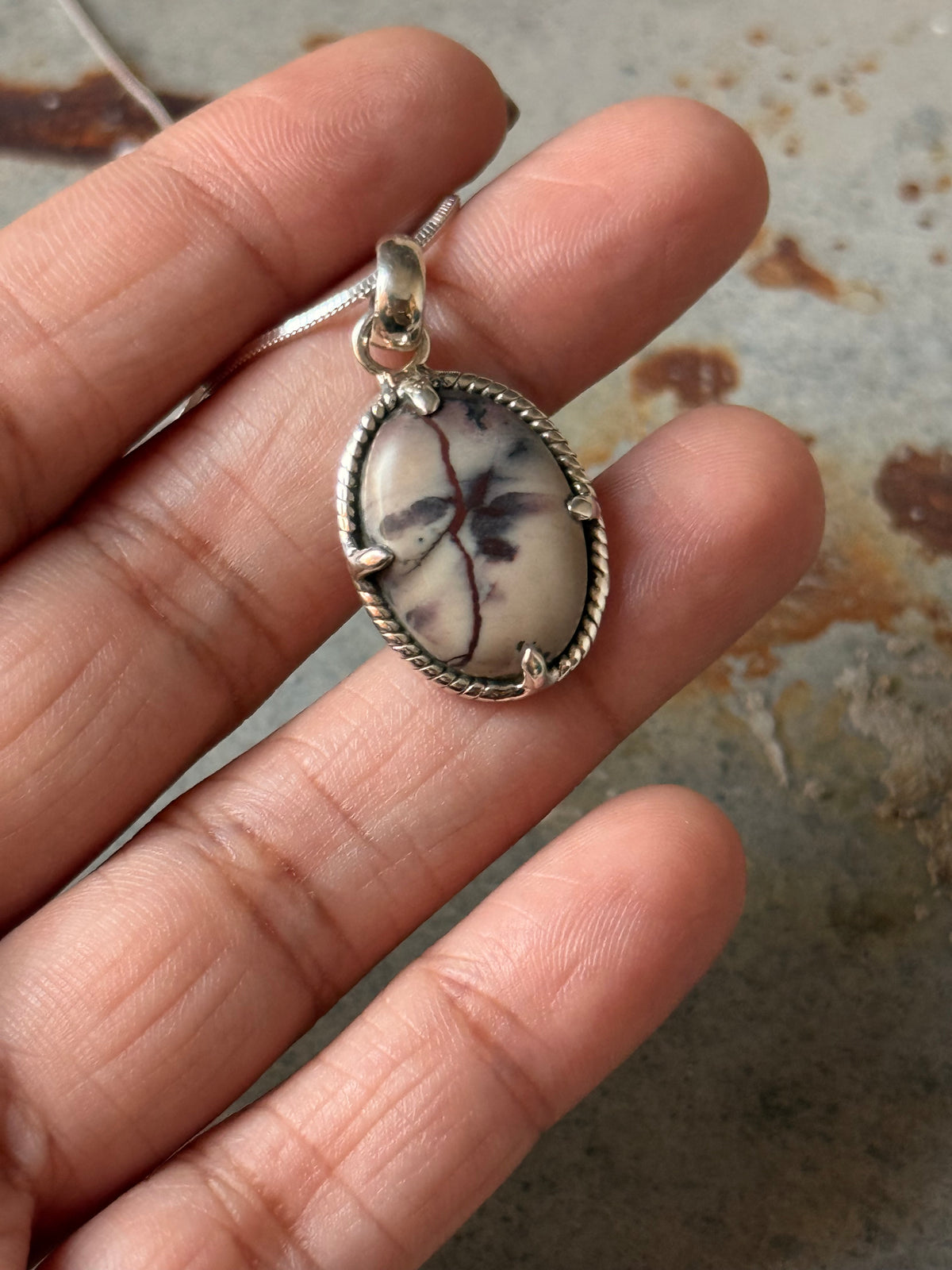 925 Sterling Silver Jasper Oval Handcrafted Pendant