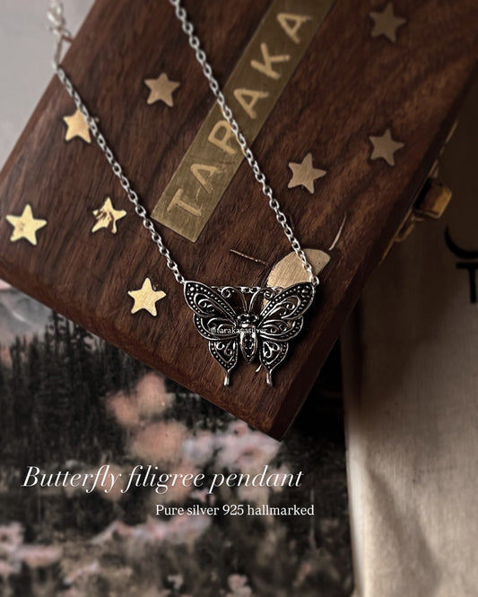 Butterfly pendant 925 silver necklace for women 