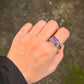 925 Sterling Silver Amethyst Rectangular Signet Unisex Ring