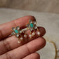 925 Sterling Silver Turquoise , Fresh Water Pearls & Kundan Polki Handcrafted Gold Plated Necklace Set