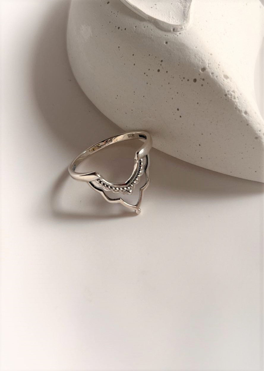 Handcrafted Boho Crown Silver Stack Ring