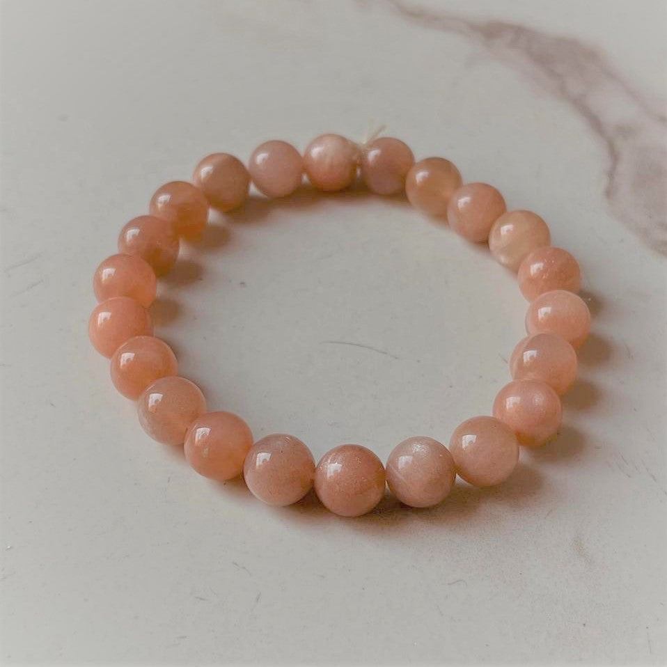 8MM Peach Moonstone Stone Bracelet