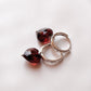 Sparkling Garnet Heart Huggies with CZ Stones