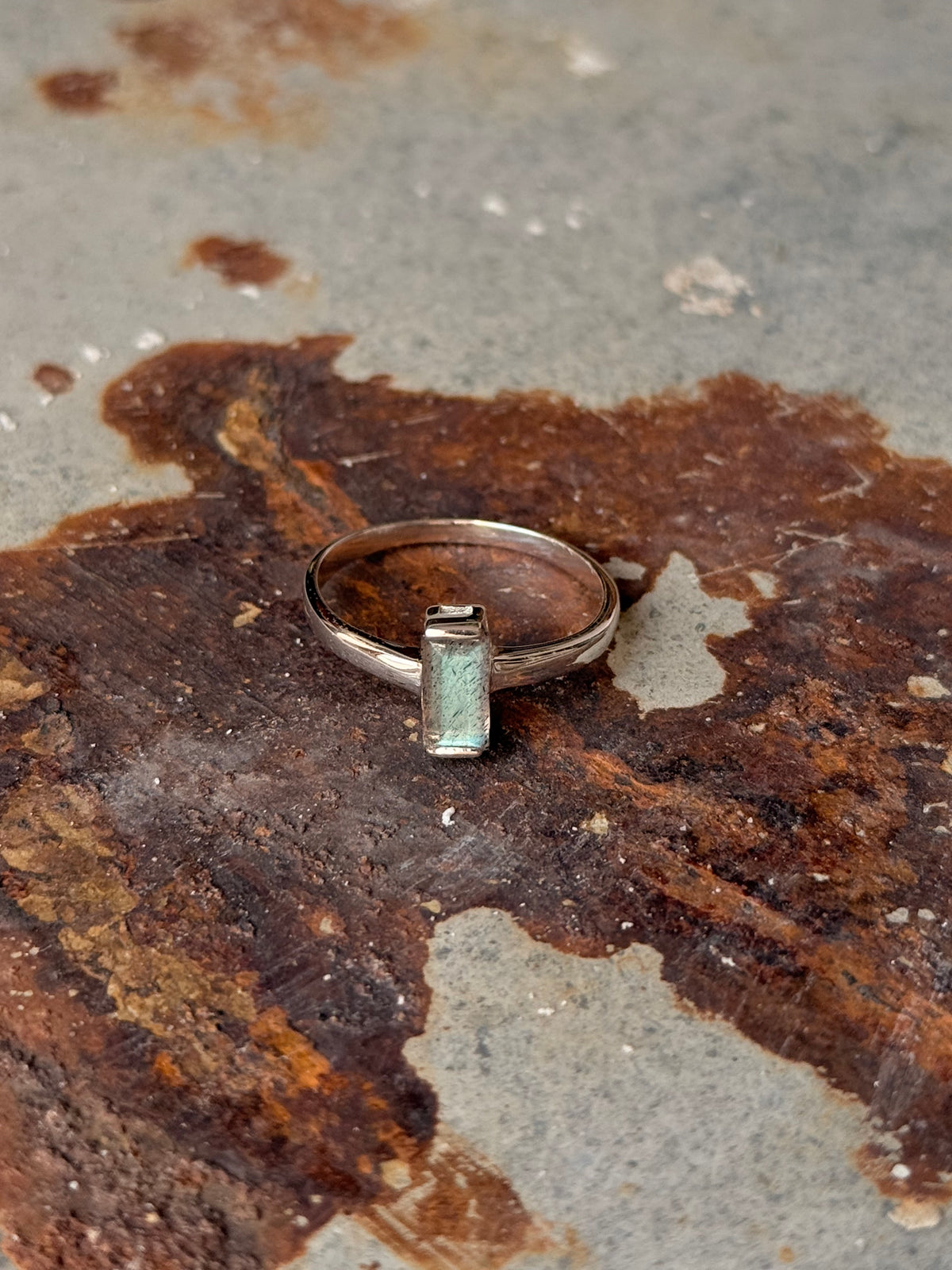 925 Sterling Silver Labradorite Baguette Cut Ring