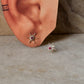 925 Sterling Silver Lab Grown Ruby Star Burst Studs Earrings