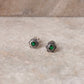 925 Sterling Silver South Screw Green Cz Flower Studs