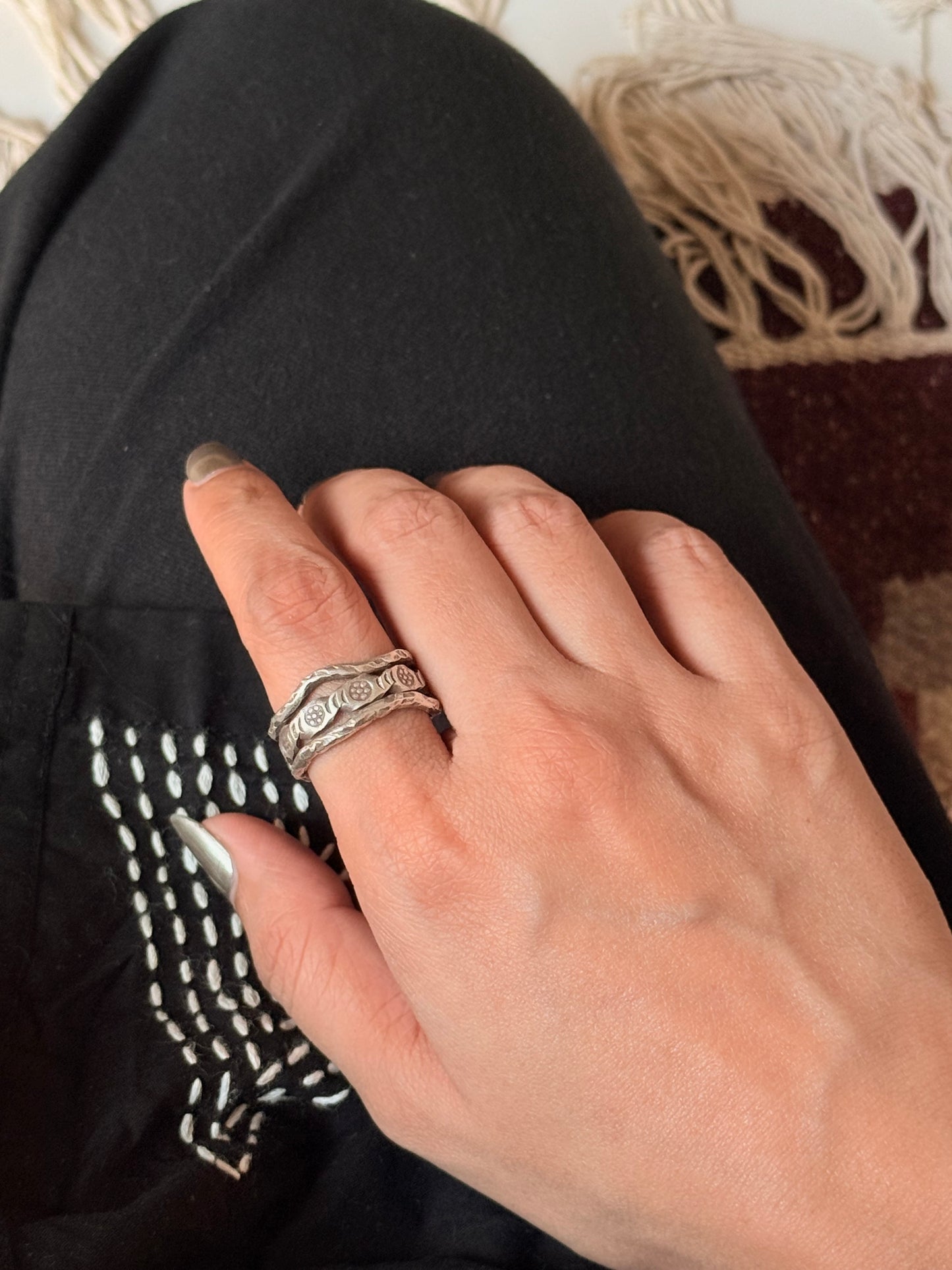 925 Sterling Silver Bohemian Hill Tribe Handcrafted Adjustable Ring