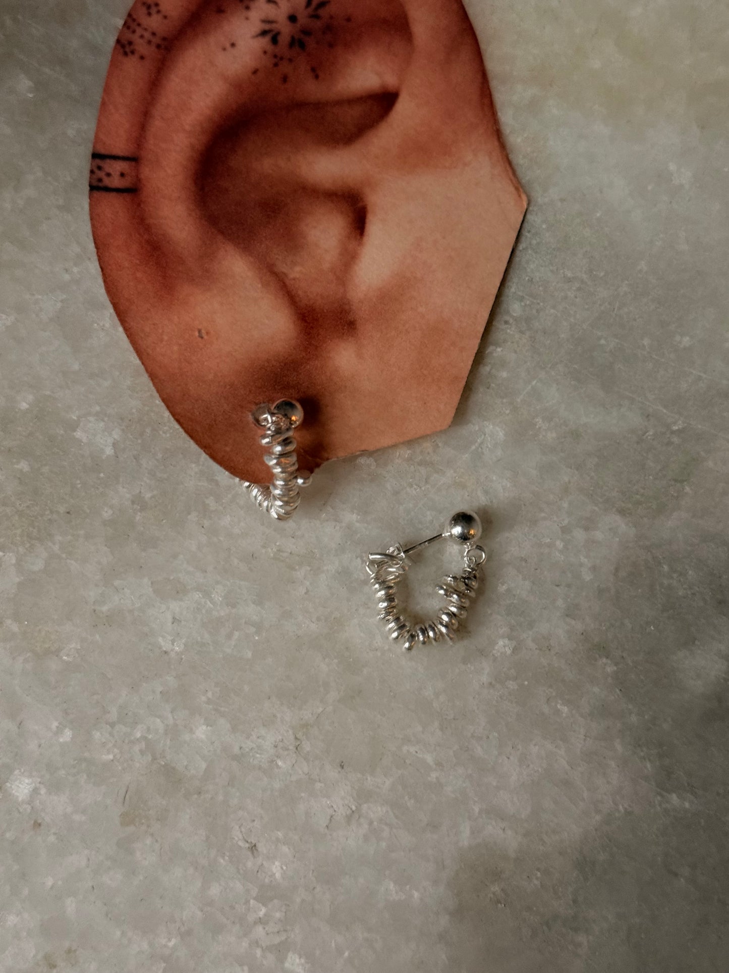 925 Sterling Silver Hill Tribe Molten Silver Beads Handcrafted Chunky Connector Studs