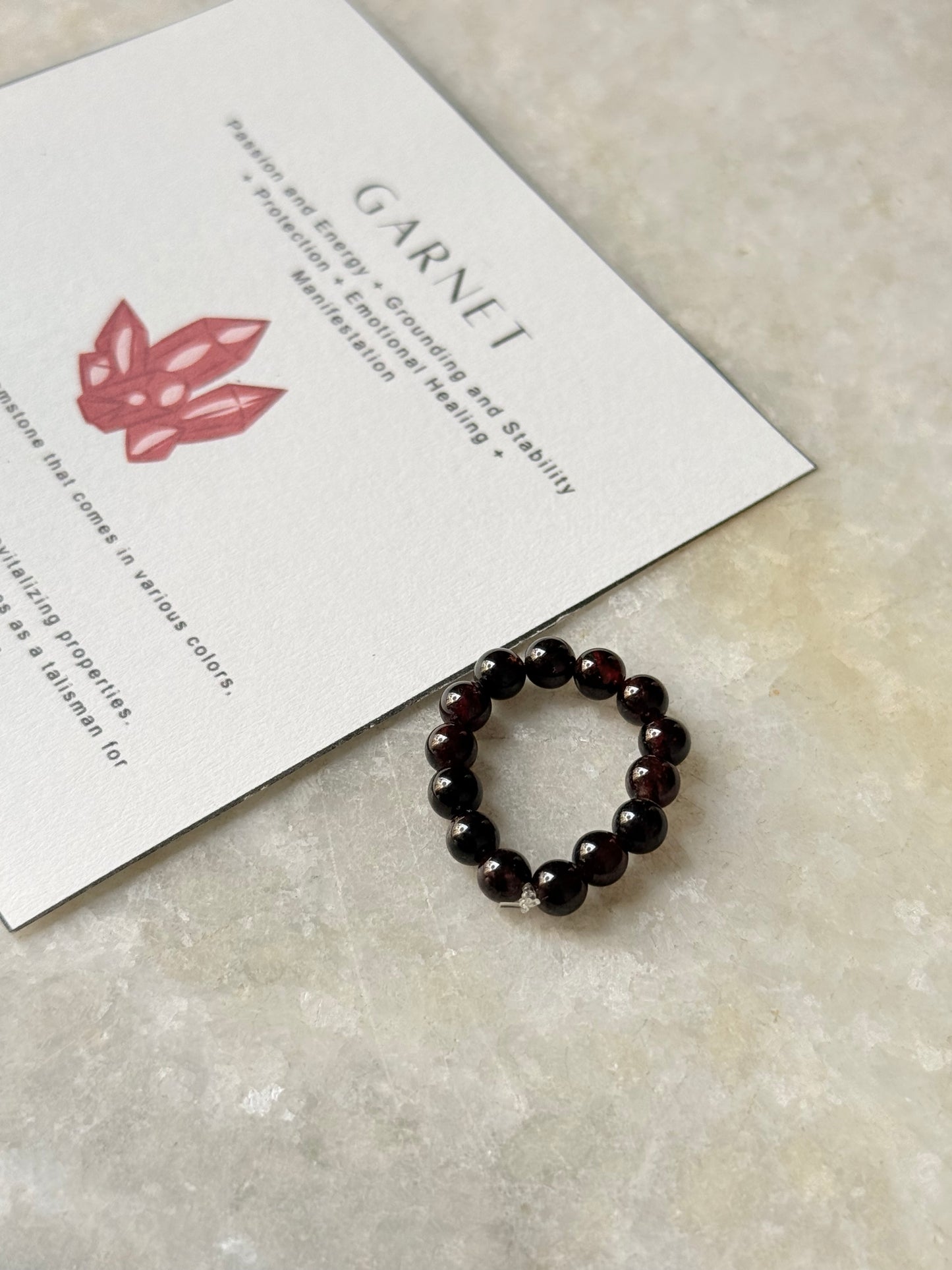 Natural Crystal Garnet 4mm Stretchy Rings
