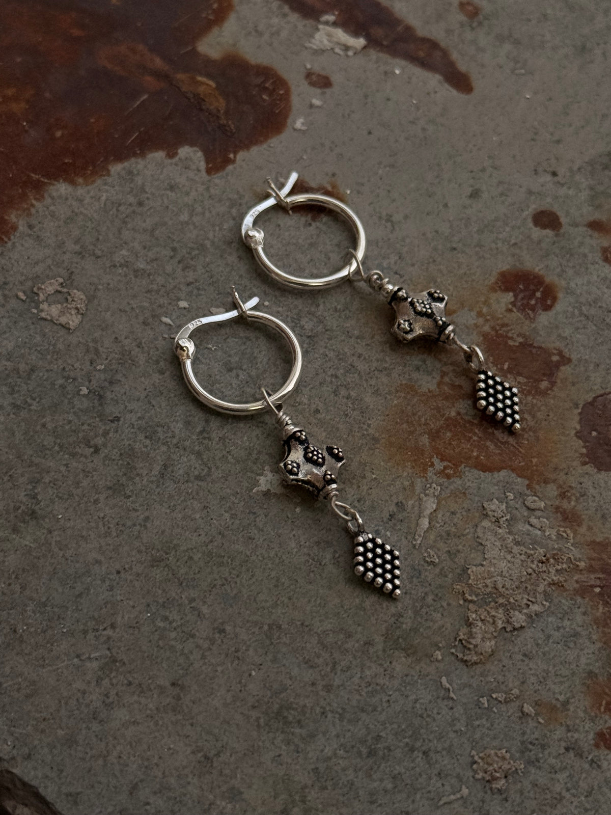 925 Sterling Silver Handcrafted Tribal Rawa Hoops Mandali Earrings