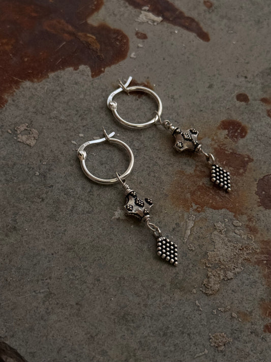 925 Sterling Silver Handcrafted Tribal Rawa Hoops Mandali Earrings