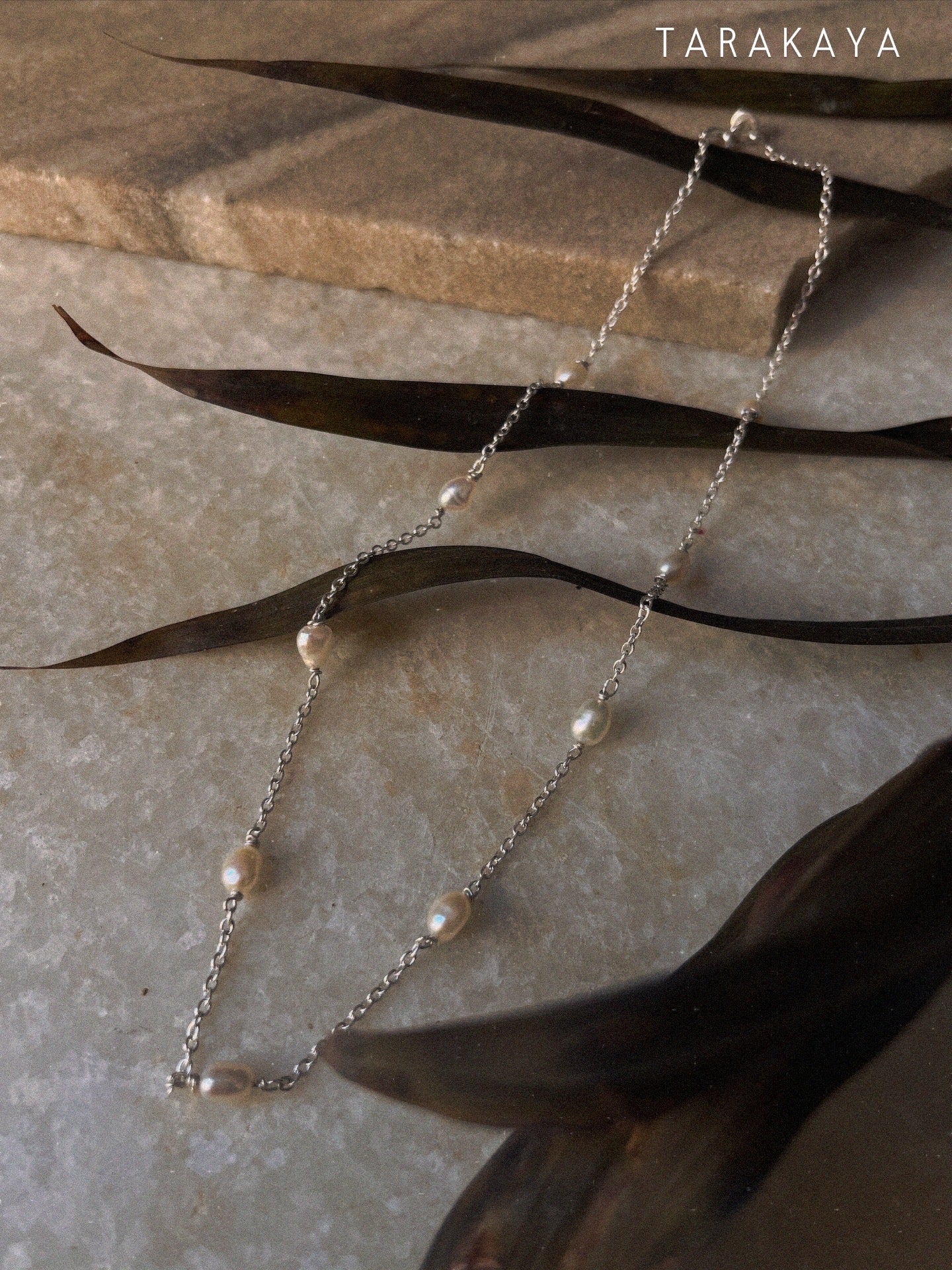 Freshwater pearls silver choker necklace for women, handmade cable chain