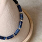 925 Sterling Silver Lapis Lazuli Flat Tube Crystal Silver Balls Bracelet