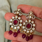 925 Sterling Silver Moissanite Polki,Dyed Ruby ,Cz & Fresh Water Pearls Gold Plated Statement Earrings