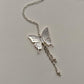 925 Sterling Silver Mother of Pearl Butterfly, Adjustable Chain With Fresh Water Pearls Charm Handcrafted Necklace
